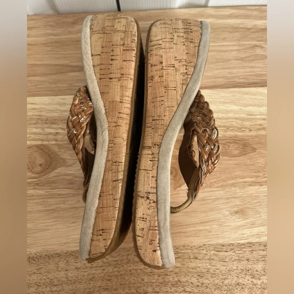 Volatile Boho Platform Wedge Sandal Womens Size 9 Natural Braided